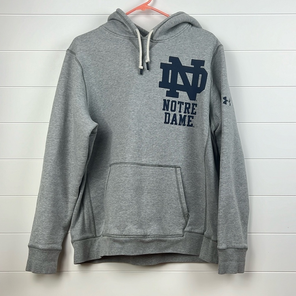 Under armour cold gear notre dame hoodie loose large grey blue